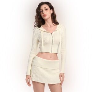 Angel Ruche Vanilla Butter Cable Knit Set (Light Yellow)